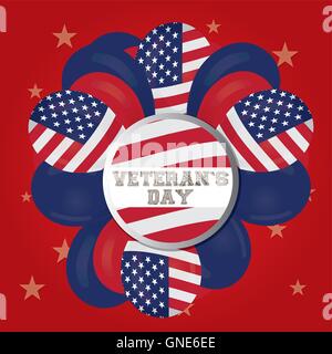 Veteran's day background with balloons and a label, Vector illustration Stock Vector