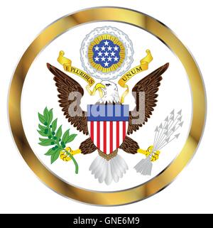 A depiction of the Great Seal of America over a white background Stock Vector