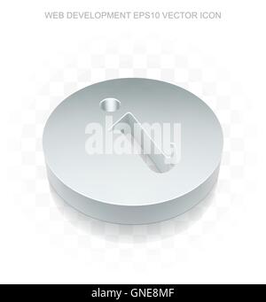 Web development icon: Flat metallic 3d Information, transparent shadow, EPS 10 vector. Stock Vector
