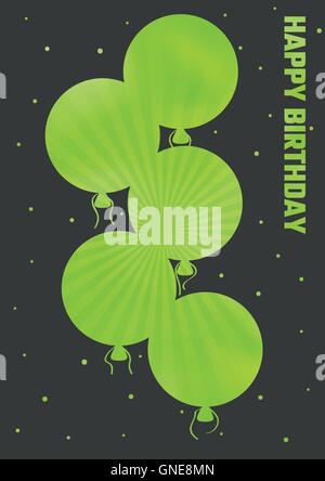 birthday illustration with color ballons Stock Vector