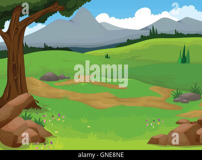 beauty forest with landscape background Stock Vector