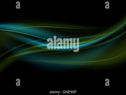 Green-Blue Light Waves Background Stock Vector