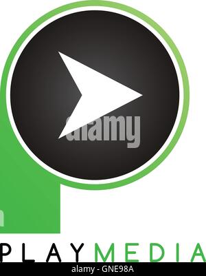 arrow media play icon theme logotype Stock Vector