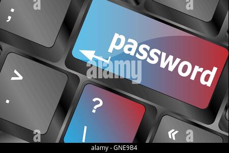 concept of accessibility with password button on the laptop, keyboard key . keyboard keys. vector illustration Stock Vector