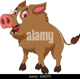 cute wild boar cartoon for you design Stock Vector