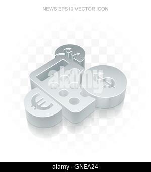 News icon: Flat metallic 3d Calculator, transparent shadow, EPS 10 vector. Stock Vector