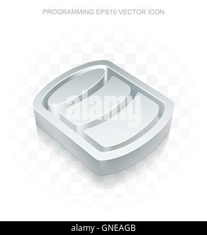 Software icon: Flat metallic 3d Database, transparent shadow, EPS 10 vector. Stock Vector