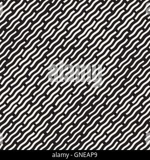Vector Seamless Hand Drawn Daigonal Wavy Lines Pattern Stock Vector