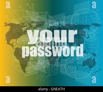 Security concept: Data on digital screen, contrast, vector quotation marks with thin line speech bubble. concept of citation, in Stock Vector