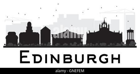 Edinburgh City skyline black and white silhouette. Vector illustration. Simple flat concept for tourism presentation, banner Stock Vector