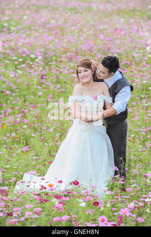 couple in love. portrait of asia young stylish fashion couple posing on outdoor. wedding style Stock Photo