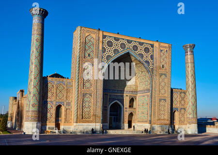Uzbekistan, Samarkand, Unesco World Heritage, the Reghistan, Ulug Bek Madrasah Stock Photo