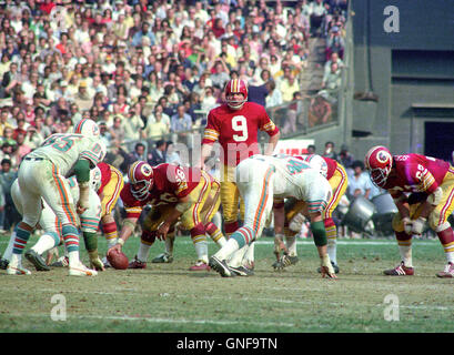 Washington Redskins' quarterback Sonny Jorgensen stands along sideline,  Oct. 29, 1972 after he was knocked out of game against the New York Giants  by a serious injury. Jorgensen, although not apparently hit