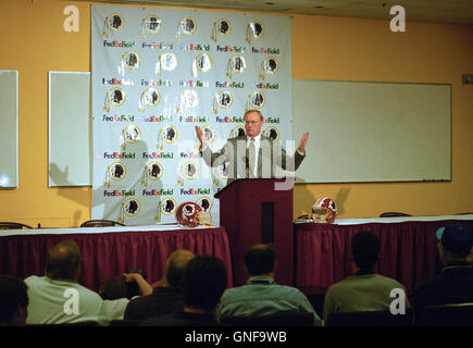 Washington Redskins Head Coach/Director of Football Operations · Marty Schottenheimer announces the team has used it's pick in the first round of the 2001 NFL Draft to select wide receiver Rod Gardner out of Clemson at FedEx Field in Landover, Maryland on April 21, 2001. Credit: Howard L. Sachs/CNP - NO WIRE SERVICE - Stock Photo