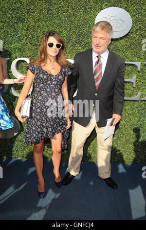 FLUSHING NY- AUGUST 29: Alec Baldwin and Hilaria Baldwin arrive during opening night ceremonys on Arthur Ashe Stadium at the USTA Billie Jean King National Tennis Center on August 29, 2016 in Flushing Queens. Photo by MPI04/MediaPunch Stock Photo