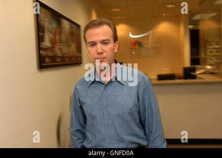 Atlanta, GA, USA. 17th Aug, 2007. John Mark Karr is prepped by makeup artist before MSNBC interview in Atlanta on anniversary of his arrest for murder of JonBenet Ramsey. © Robin Rayne Nelson/ZUMA Wire/Alamy Live News Stock Photo