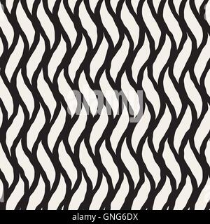 Vector Seamless Hand Drawn Vertical Wavy Lines Pattern Stock Vector