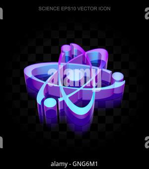 Neon molecule icon black color in circle red color vector illustration ...