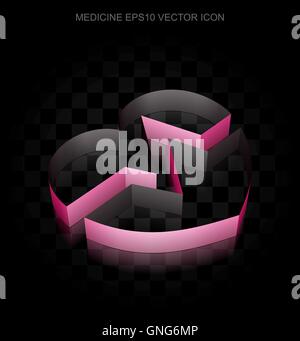 Medicine icon: Crimson 3d Heart made of paper, transparent shadow, EPS 10 vector. Stock Vector