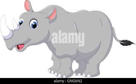 cute rhino cartoon posing Stock Vector