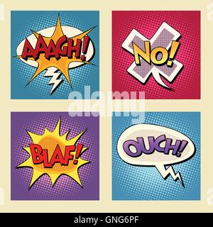 Set of retro comic bubbles pop art phrases vector Stock Vector