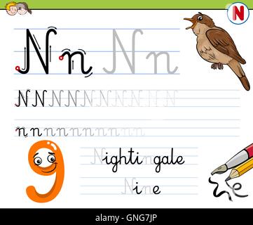 how to write letter n Stock Vector