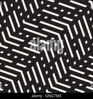 Vector Seamless Black And White Jumble ZigZag Lines Pattern Stock Vector