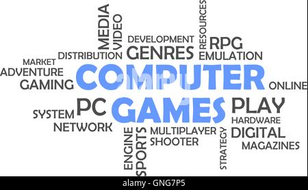 word cloud - computer games Stock Vector