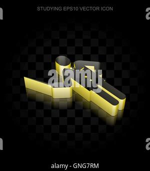 Learning icon: Yellow 3d Teacher made of paper, transparent shadow, EPS 10 vector. Stock Vector