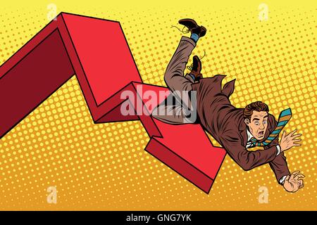 Business male financial collapse, fall and ruin Stock Vector