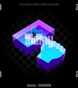 Political icon: 3d neon glowing Protest made of glass, EPS 10 vector. Stock Vector