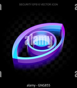 Privacy icon: 3d neon glowing Eye made of glass, EPS 10 vector. Stock Vector