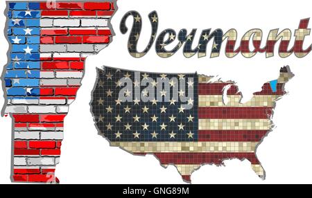 USA state of Vermont on a brick wall Stock Vector