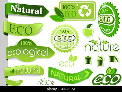 Eco Banners and Icons Stock Vector