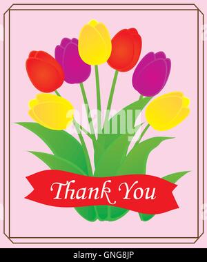 Tulips Thank You Card Stock Vector