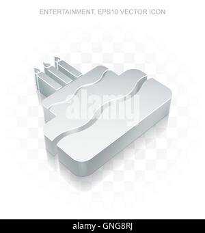 Holiday icon: Flat metallic 3d Cake, transparent shadow EPS 10 vector. Stock Vector