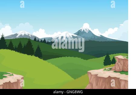 beauty hilly mountain with landscape background Stock Vector Image ...