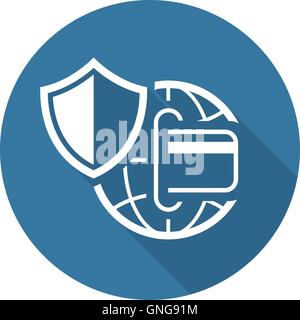 Global Safety Payment Icon. Flat Design. Stock Vector
