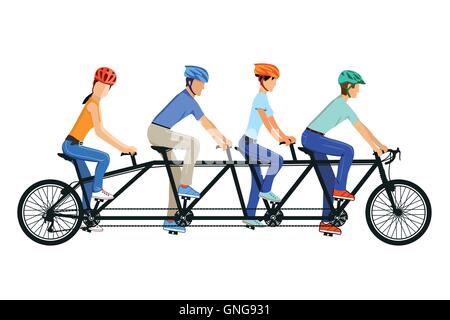 Cycling Tandem Bicycle Stock Vector