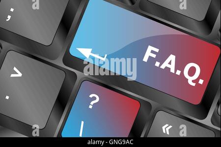 keyboard with faq button - business concept . keyboard keys. vector illustration Stock Vector