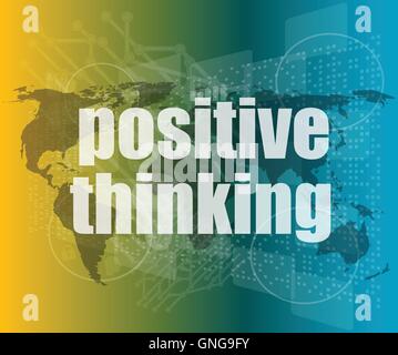 positive thinking on screen - motivation business concept vector quotation marks with thin line speech bubble. concept of citati Stock Vector