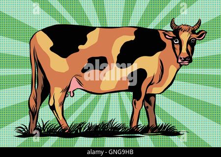 Color spotted farm cow Stock Vector
