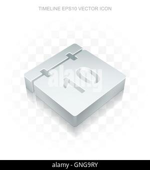 Flat metallic timeline 3d Calendar icon, transparent shadow , EPS 10 vector. Stock Vector