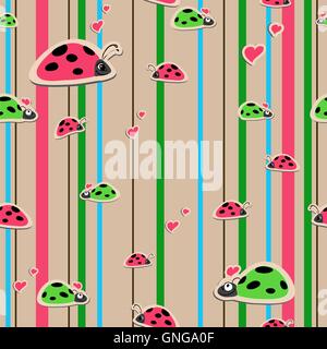 seamless wallpaper with ladybirds Stock Vector