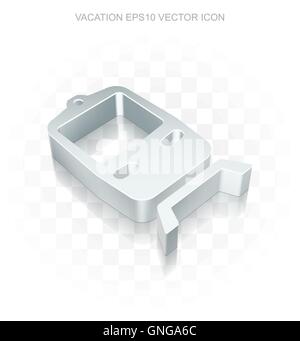 Travel icon: Flat metallic 3d Train, transparent shadow EPS 10 vector illustration. Stock Vector