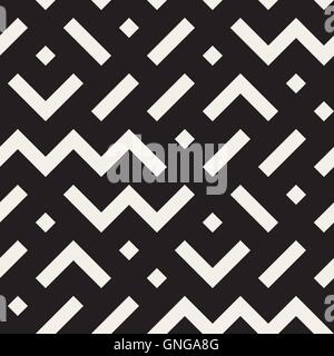 Vector Seamless Black and White Geometric Shapes Jumble Pattern Stock Vector