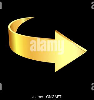 Gold arrow on black background Stock Vector