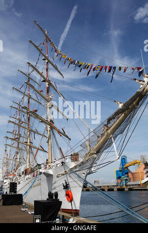 The Dar Mlodziezy ship during the North Sea Tall Ships Regatta at Blyth in Northumberland, England. Stock Photo