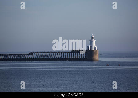 Blyth Harbour Lighthouse during the North Sea Tall Ships Regatta at Blyth in Northumberland, England. Stock Photo