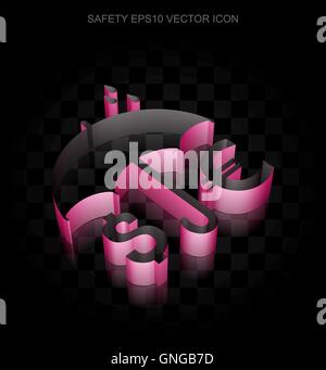 Protection icon: Crimson 3d Money And Umbrella made of paper, transparent shadow, EPS 10 vector. Stock Vector